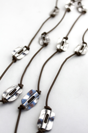 Leather and Silver Bead XL Very Long Wrap Necklace -The Classics Collection- N2-201