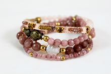 Load image into Gallery viewer, Luxury Semi Precious Stone Pink Stack Bracelet   -The Classics Collection- B1-924
