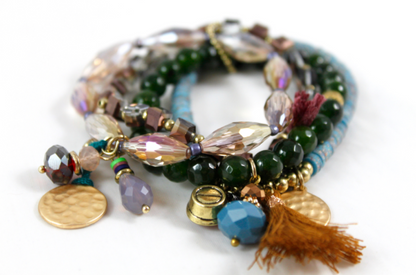 Luxury Crystal and Stone Stack Stretch Bracelet   -The Classics Collection- B1-905