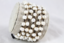 Load image into Gallery viewer, Hand Knotted Convertible Crochet Bracelet or Necklace, White Freshwater Pearls - WR5-Pearl
