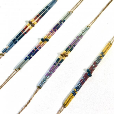Seed Bead Bracelet on Delicate Chain - BL-G6