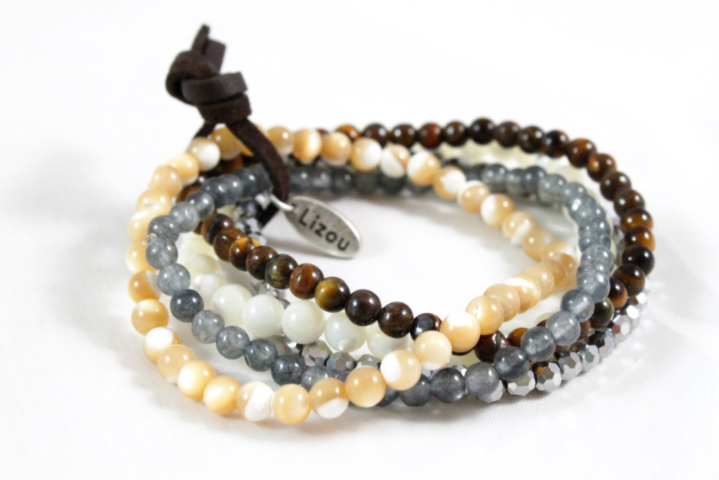 Semi Precious Stone Mix Luxury Stack Bracelet - BL-Deer