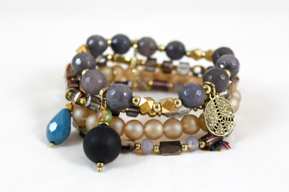 Luxury Crystal and Stone Stack Stretch Bracelet   -The Classics Collection- B1-920