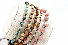 Load image into Gallery viewer, Hand Knotted Convertible Crochet Bracelet or Necklace, Crystals and Stones Mix - WR5-Dirt
