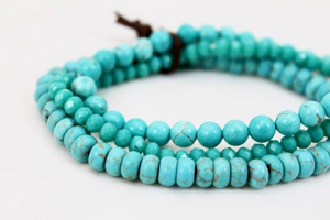 Turquoise and Crystal Stretch Luxury Stack Bracelet - BL-4007