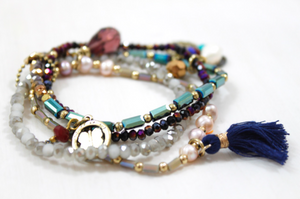 Freshwater Pearl Mix Stretch Stack Bracelet  -The Classics Collection- B1-822