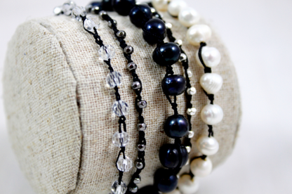 Hand Knotted Convertible Crochet Bracelet or Necklace, Freshwater Pearl Mix - WR5-Eskimo