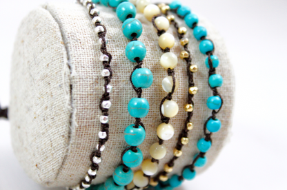 Hand Knotted Convertible Crochet Bracelet or Necklace, Turquoise Mix - WR5-Eclipse