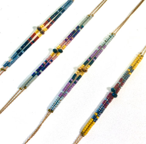 Seed Bead Bracelet on Delicate Chain - BL-G7
