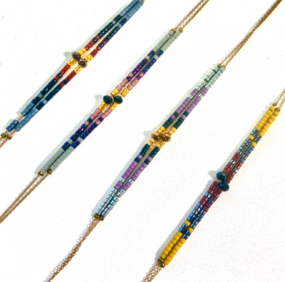 Seed Bead Bracelet on Delicate Chain - BL-G7