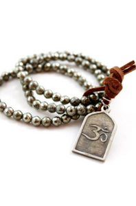 Luxury Faceted Pyrite Bracelet with Silver Shiva Pendant  -The Buddha Collection- BL-PYS