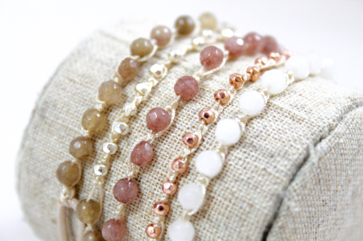 Hand Knotted Convertible Crochet Bracelet or Necklace, Crystals and Stones Mix - WR5-Miranda