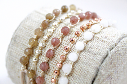 Hand Knotted Convertible Crochet Bracelet or Necklace, Crystals and Stones Mix - WR5-Miranda