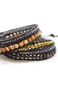 Sphinx - Dark and Gold Combo Leather Wrap Bracelet