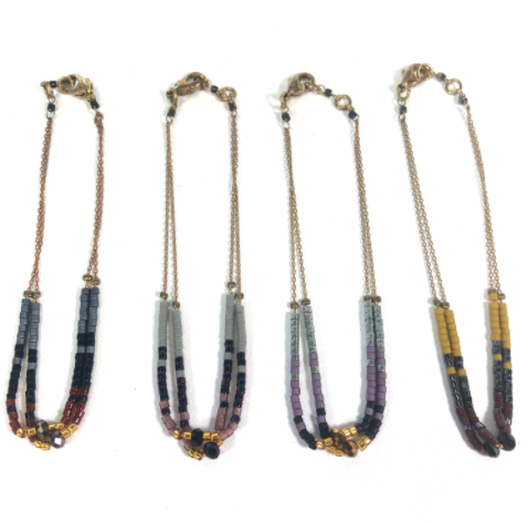 Seed Bead Bracelet on Delicate Chain - BL-G7