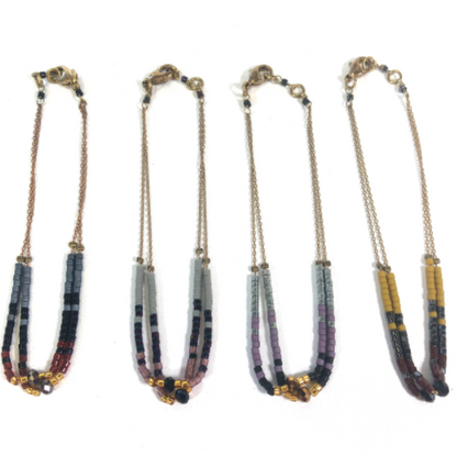 Seed Bead Bracelet on Delicate Chain - BL-G8