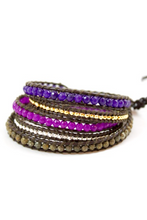 Load image into Gallery viewer, Voo Doo - Purple Mix Leather Wrap Bracelet
