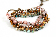 Load image into Gallery viewer, Hand Knotted Convertible Crochet Bracelet or Necklace, Crystals and Stones Mix - WR5-Dirt
