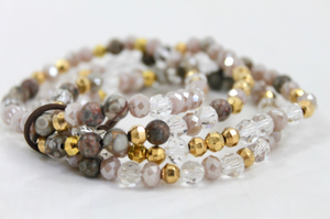 Semi Precious Stone and Crystal Mix Luxury Stack Bracelet - BL-Darling Lg