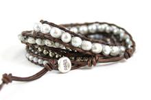 Load image into Gallery viewer, Prodigy - Grey Mix Leather Wrap Bracelet
