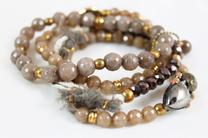 Luxury Semi Precious Stone Brown Stack Bracelet   -The Classics Collection- B1-921