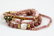 Load image into Gallery viewer, Luxury Semi Precious Stone Pink Stack Bracelet   -The Classics Collection- B1-924
