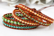 Load image into Gallery viewer, Tobiko - Bright Crystal Mix Leather Wrap Bracelet
