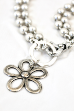 Load image into Gallery viewer, Convertible Short or Long Ball Chain Necklace with Small Silver Daisy Flower -The Classics Collection- N2-266S
