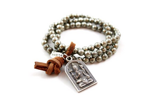 Luxury Faceted Pyrite Bracelet with Silver Shiva Pendant  -The Buddha Collection- BL-PYS