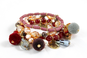 Luxury Crystal and Stone Stack Stretch Bracelet   -The Classics Collection- B1-906