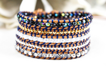 Load image into Gallery viewer, Blizzard - Stone and Crystal Mix Leather Wrap Bracelet
