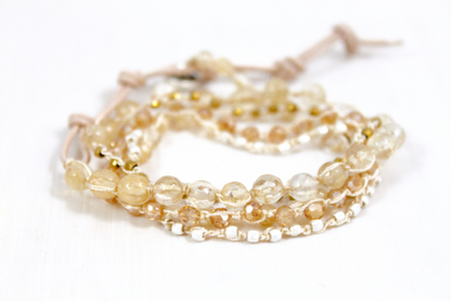 Hand Knotted Convertible Crochet Bracelet or Necklace, Crystals and Stones Mix - WR5-Hope