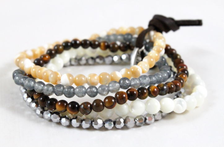 Semi Precious Stone Mix Luxury Stack Bracelet - BL-Deer