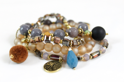Luxury Crystal and Stone Stack Stretch Bracelet   -The Classics Collection- B1-920