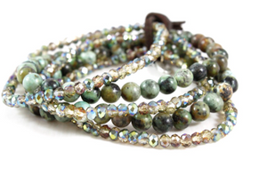 African Turquoise and Crystal Luxury Stack Bracelet - BL-Drizzle