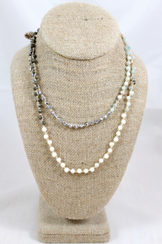 Hand Knotted Convertible Crochet Bracelet or Necklace, Crystals and Stones Mix - WR5-Crisp