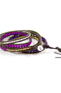 Voo Doo - Purple Mix Leather Wrap Bracelet