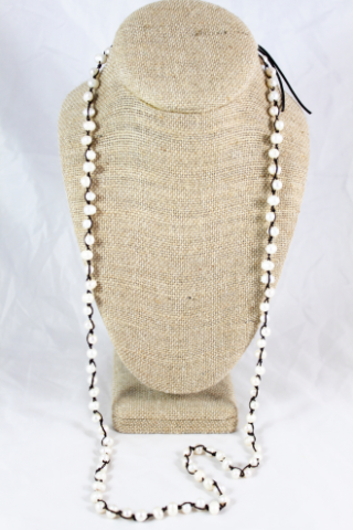Hand Knotted Convertible Crochet Bracelet or Necklace, White Freshwater Pearls - WR5-Pearl