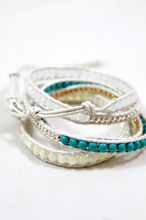 Load image into Gallery viewer, Pippa - White Wrap Bracelet With a Splash of Turquoise
