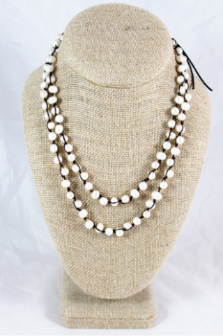 Hand Knotted Convertible Crochet Bracelet or Necklace, White Freshwater Pearls - WR5-Pearl