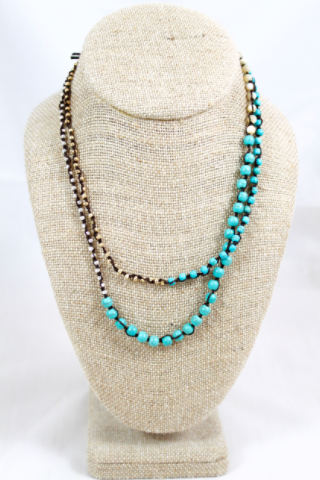 Hand Knotted Convertible Crochet Bracelet or Necklace, Turquoise Mix - WR5-Eclipse
