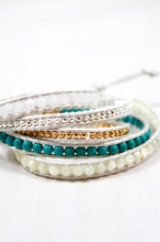 Load image into Gallery viewer, Pippa - White Wrap Bracelet With a Splash of Turquoise
