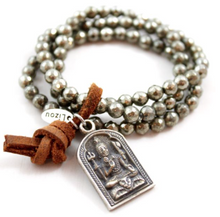 Load image into Gallery viewer, Luxury Faceted Pyrite Bracelet with Silver Shiva Pendant  -The Buddha Collection- BL-PYS
