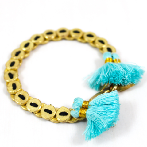 Brass Woven Chain Style Bracelet from India - BD-001T
