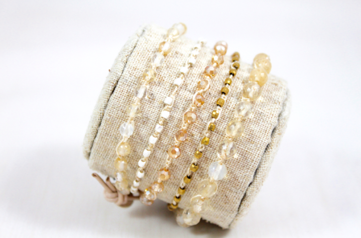 Hand Knotted Convertible Crochet Bracelet or Necklace, Crystals and Stones Mix - WR5-Hope
