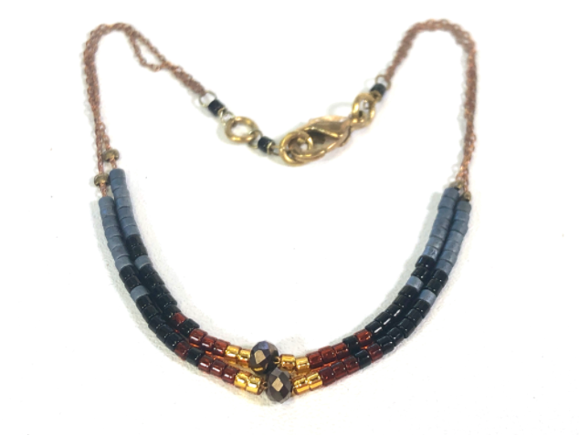 Seed Bead Bracelet on Delicate Chain - BL-G9