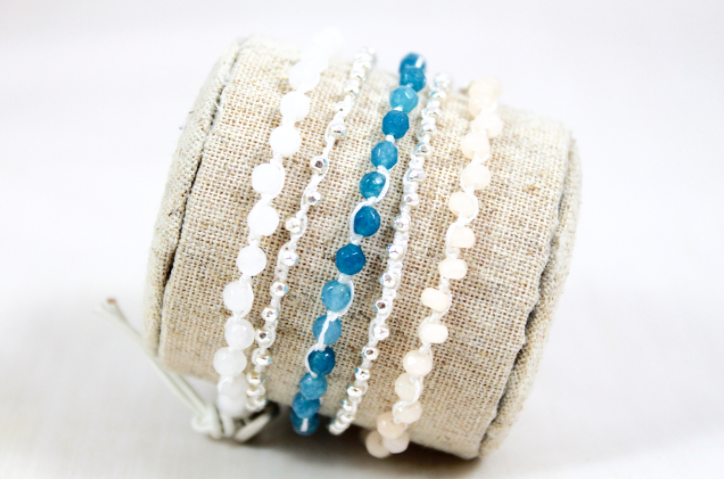 Hand Knotted Convertible Crochet Bracelet or Necklace, Crystals and Stones Mix - WR5-Galadriel