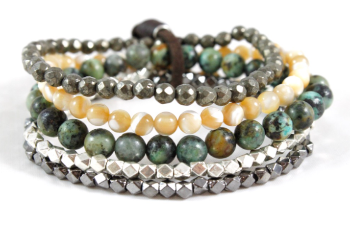 Semi Precious Stone Luxury Stack Bracelet - BL-Clover