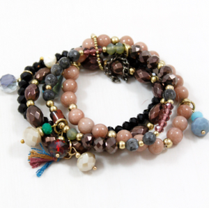 Earth Tone Stretch Stack Bracelet  -The Classics Collection- B1-824