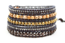 Load image into Gallery viewer, Sphinx - Dark and Gold Combo Leather Wrap Bracelet
